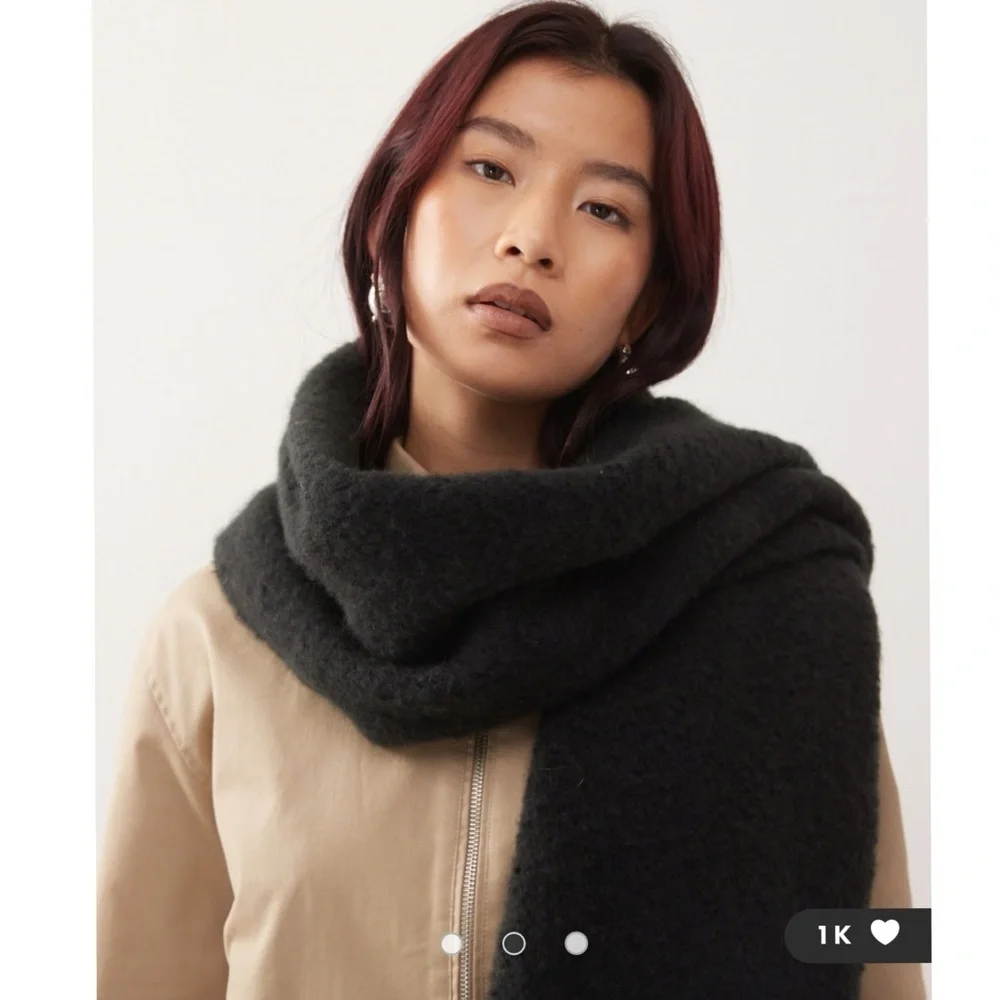 NEW Black Mohair Scarf 230x40cm | Soft Cozy Fluffy Unisex Winter Wrap